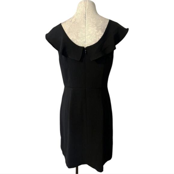 LOFT Dress Size 0 Black Short Flutter Sleeve Career Church Washable - Picture 4 of 11